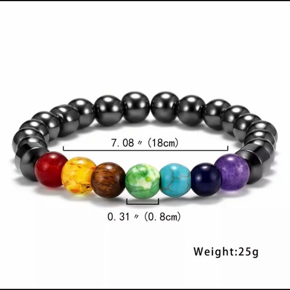 Hematite 7-Chakra Bracelet Balance Destress Heal - Picture 7 of 11